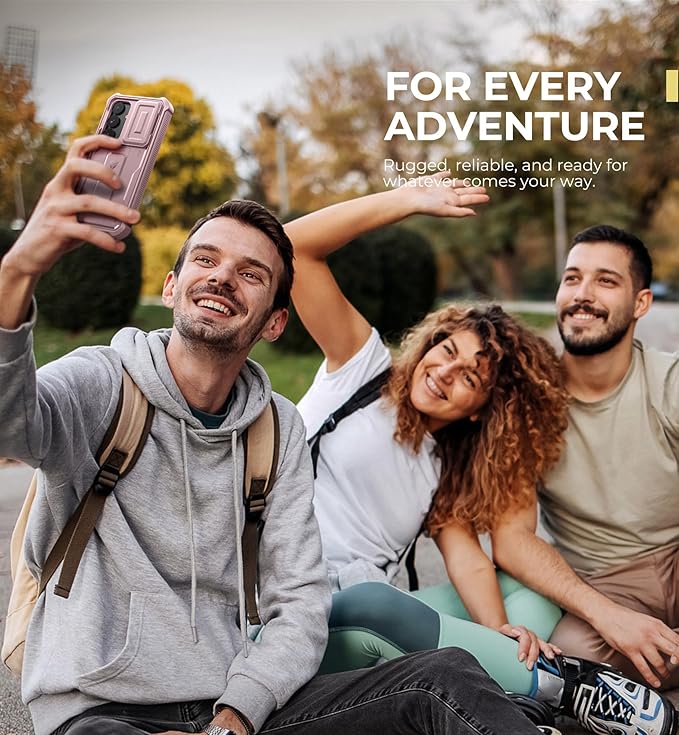 Dexnor for Samsung Galaxy S25 Plus Case with Built-in Slide Camera Cover & Screen Protector & Kickstand,Heavy-Duty Shockproof Rugged Case Full-Body Bumper Cover for Galaxy S25 Plus(2025),Peony Pink