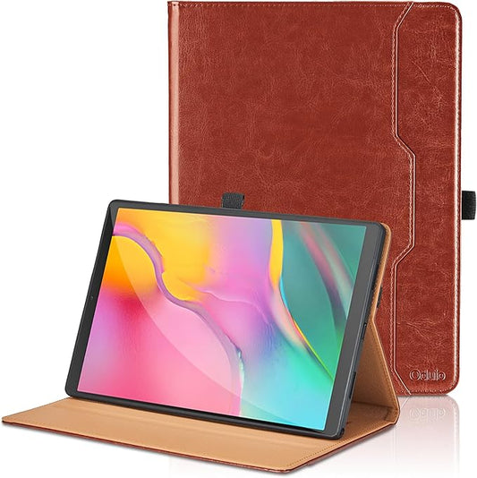 Case for Samsung Galaxy Tab A 10.1 2019 (SM-T510/T515) - PU Leather Business Folio Protective Case with Hand Strap and Pocket, Brown