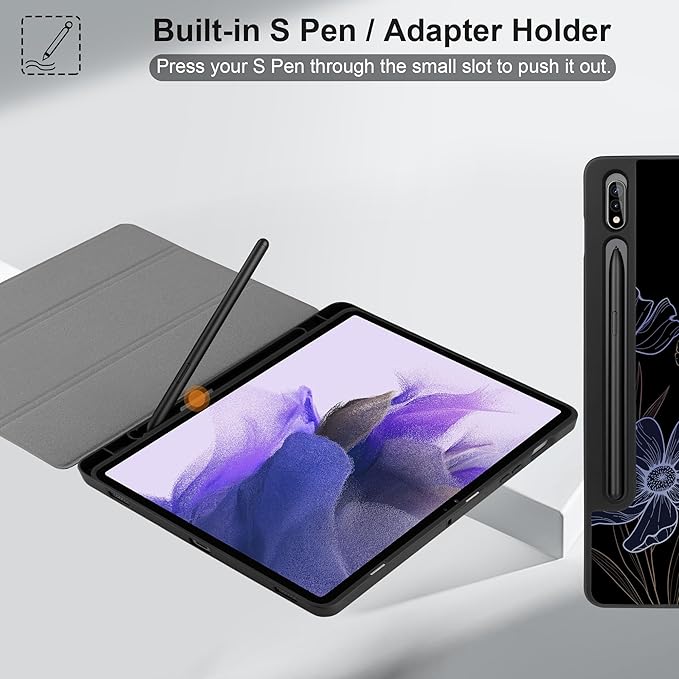 Case for Samsung Galaxy Tab S8 2022 & S7 2020, Shockproof Tablet Case for Samsung Tab S8/S7 11 inch with Auto Sleep/Wake & Trifold Stand & Soft TPU Back Cover, Floral Foliage