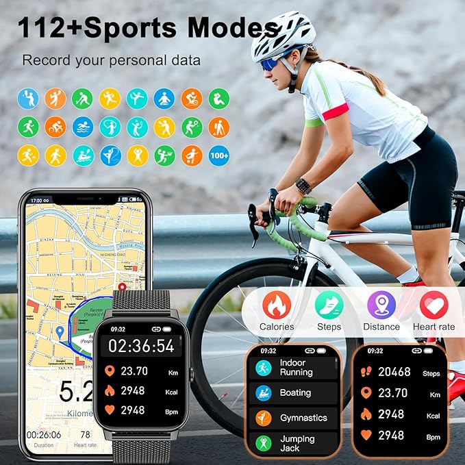 Smart Watch for Women Men Fitness: (Make/Answer Call) Bluetooth Smartwatch for Android Phones iPhone Waterproof Outdoor Sport Digital Running Watches Health Tracker Heart Rate Monitor Step Counter