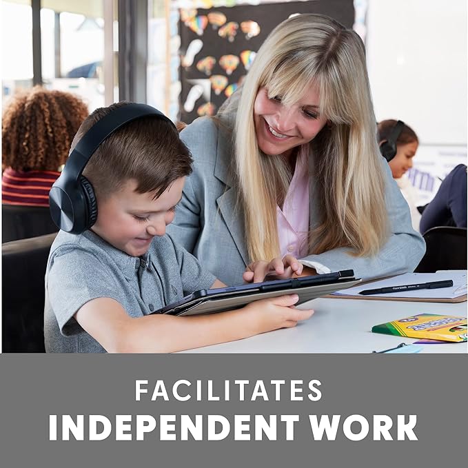 Kids Headphones, 5-Pack, On-Ear, 3.5mm Wired, Adjustable, Cushioned, Black