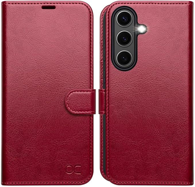 OCASE Compatible with Galaxy S25 Plus Wallet Case, PU Leather Flip Folio Case with Card Holders RFID Blocking Kickstand [Shockproof TPU Inner Shell] Protective Phone Cover 6.7 Inch 2025, Red