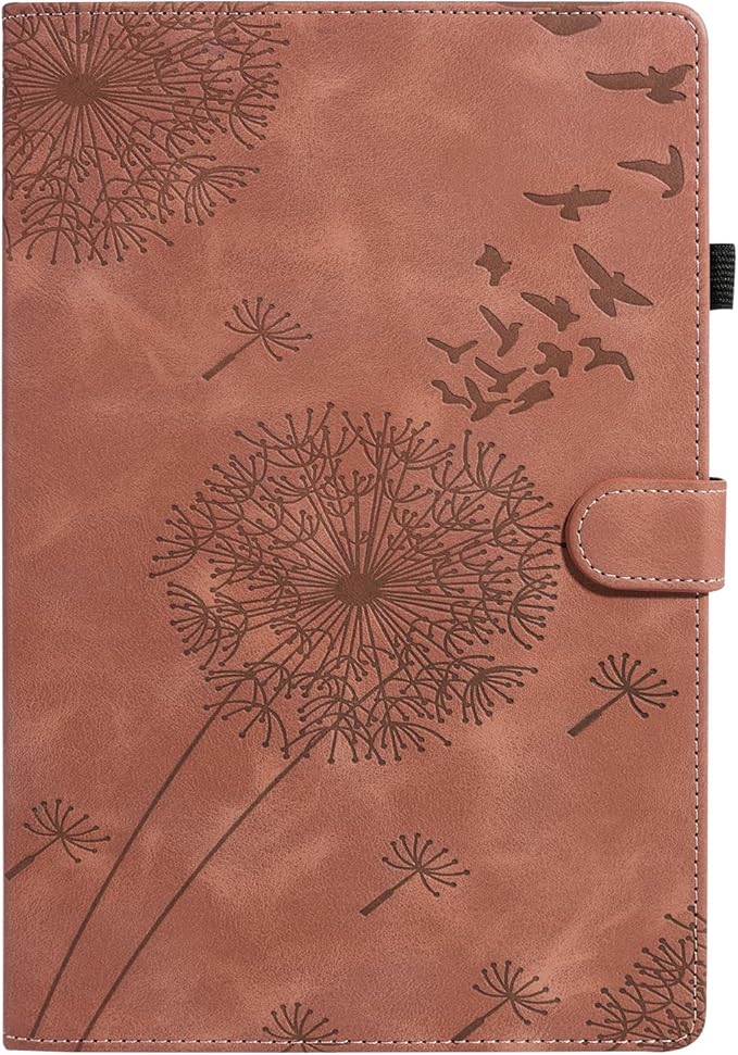 Tablet Case for Samsung Tab A 10.1, Dandelion Design with Kickstand for Pencil Holder, Magnetic Closure Case Compatible with Samsung Galaxy Tab A 10.1 Inch 2019 SM-T510 T515 T517 Brown