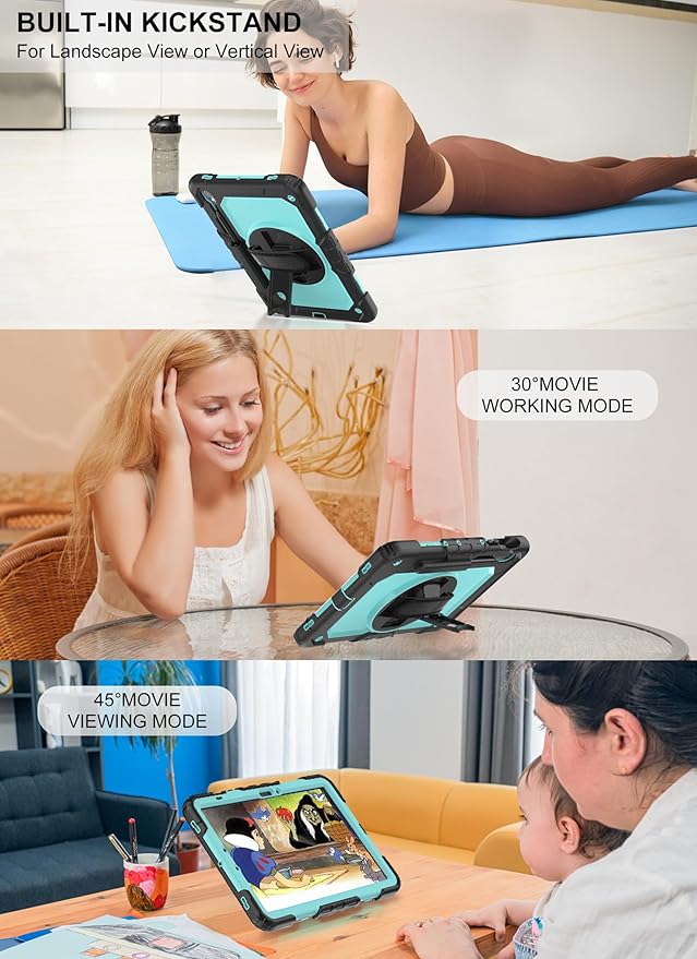 Case for Samsung Galaxy Tab S10 Lite/ S10 FE / S9 FE 10.9 Inch / S9 11'' 5G Protective with Screen Protector/Pen Holder/Hand Strap, Heavy Duty Shockproof Tablet Cover for S10 Lite, SkyBlue