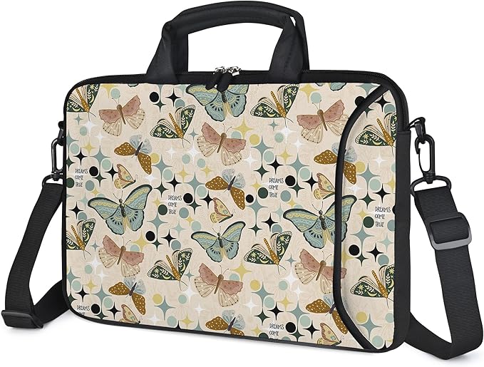 RICHEN 14 15 15.4 15.6 inch Laptop Shoulder Bag Messenger Bag Notebook Handle Sleeve Neoprene Carrying Case with Accessories Pocket (14-15.6 inch, Butterflies Wishes)