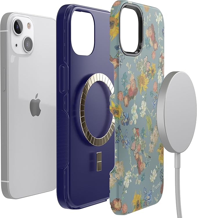 Casely iPhone 14 Case | Van Gogh's Flowers | 50th Anniversary | Compatible with MagSafe | Bold Protective Design