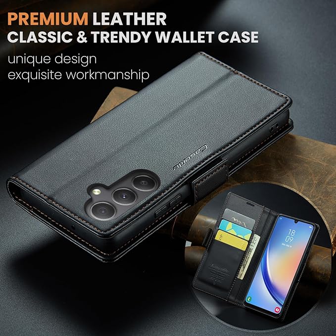 for Samsung Galaxy A34 5G Case, Premium PU Leather Wallet Case Flip Cover with [RFID Blocking][Card Holder][Stand Function] Shockproof Protective for Samsung Galaxy A34 5G, Black
