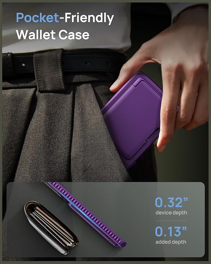 for Samsung Galaxy S25 Ultra Case, Built-in Card Holder & Stand & Lens Cover, Military Grade Drop Tested Soft Silicone Edge Rugged Protective Wallet Phone Case for S25 Ultra 6.9" 2025, Purple