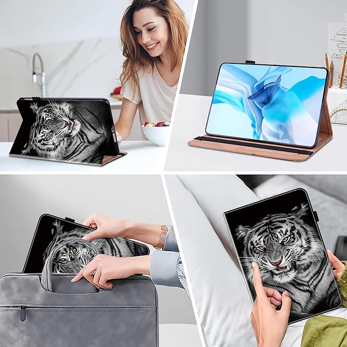 Case for Lenovo Tab M11 (TB-330FU/330XU) 11" 2024, Premium PU Leather Flip Stand Case with Elastic Band/Card Slots/Pen Holder for Lenovo Tab M11 Tablet - Black Tiger