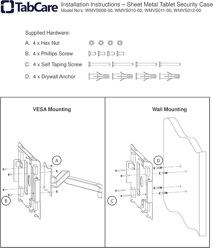 TABcare Locking Anti-Theft Metal Case for Samsung Galaxy TAB 8" 8.4" Tablet for Kiosk, POS, Store, Show Display, Time Clock (TAB A 8.0 2018 SM-T387, Black)