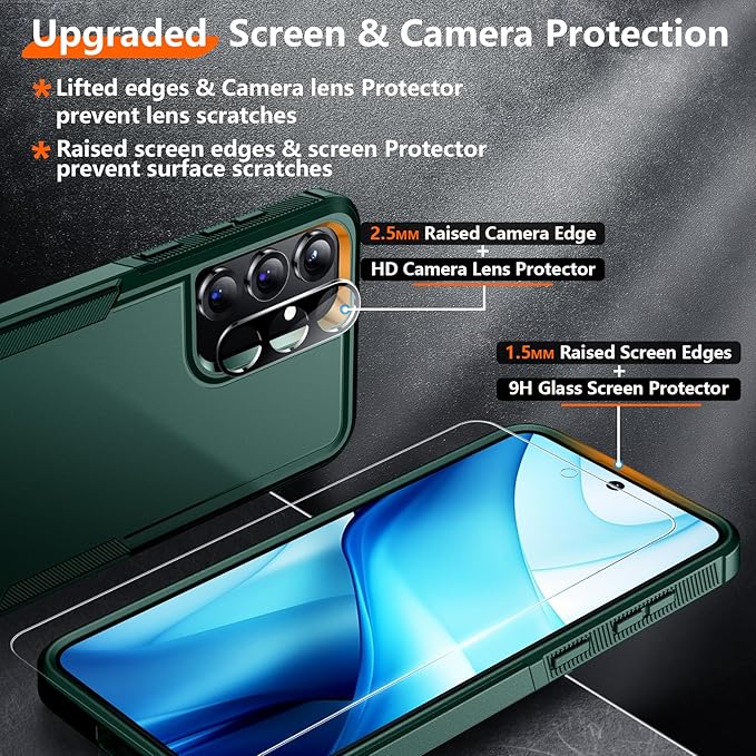 Red2Fire for Samsung Galaxy S25 Case, [Military Grade Drop Protection] Heavy Duty Full Body Shockproof Protection Non-Slip Phone Case for S25 Case 6.2 inch,Dark Green