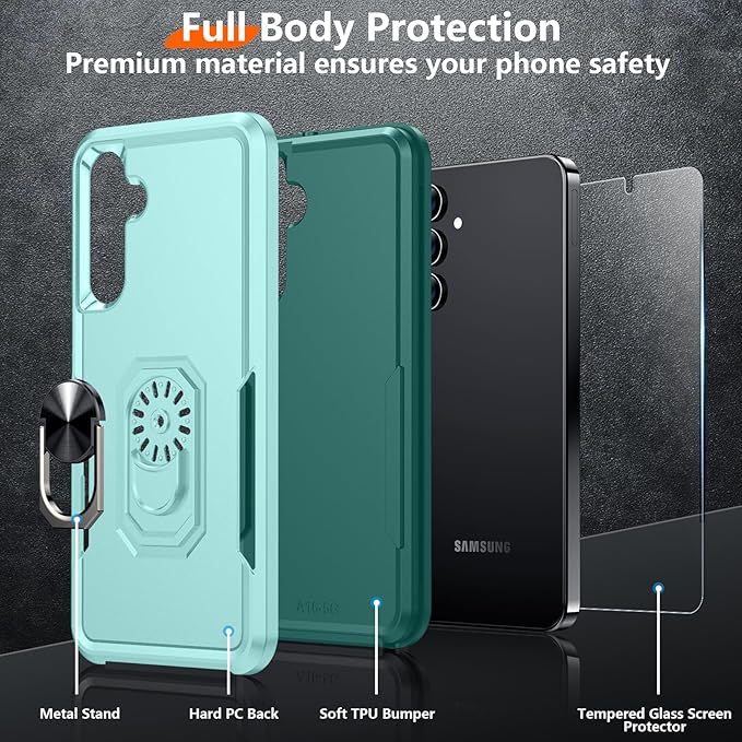 Red2Fire Designed for Samsung Galaxy A16 Case, [Built-in Invisible Stand][Military Grade Shockproof] Non-Slip Heavy Duty Full Body Shockproof Protection Phone Case Galaxy A16 5G Case,Green