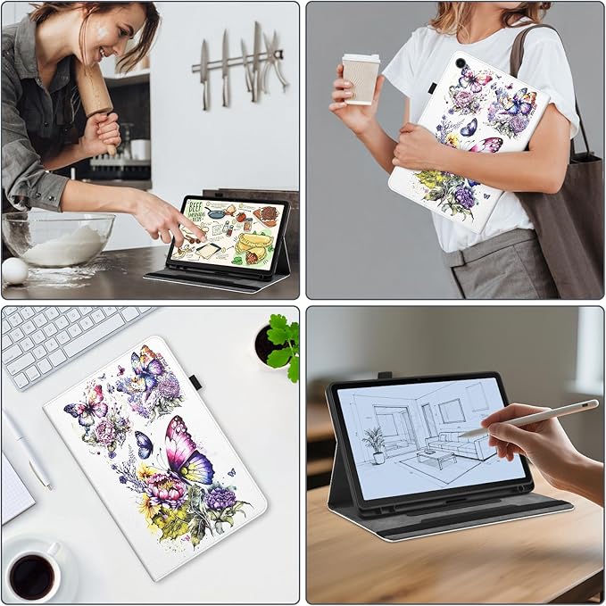 DETUOSI for Samsung Galaxy Tab A9+/A9 Plus 11 inch 2023 Case (SM-X210/X216/X218) Premium Leather Folio Stand Protective Cover Auto Wake/Sleep with Pencil Holder Butterfly Flower