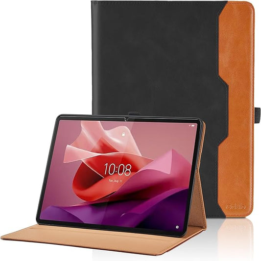 Case for Lenovo Tab P12/Xiaoxin Pad Pro 12.7 Inch 2023 (TB370FU) - PU Leather Business Folio Case with Pocket, Auto Wake/Sleep Smart Tablet Cover,Black