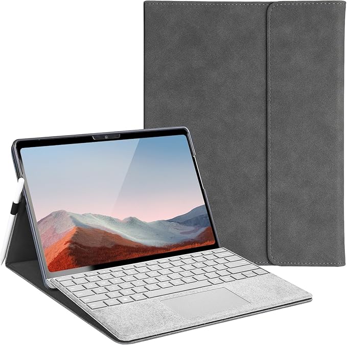 Protective Case for 10-inch Microsoft Surface Go 3/2/1, Multiple Angle Viewing, Slim Lightweight Cover, Stylus Holder, Light Heat Dissation, Compatible with Type Cover Keyboard, Grey