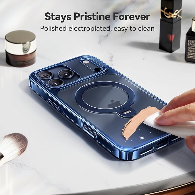 CASEKOO Deep Blue Designed for iPhone 17 Pro Case with 360 Spin Magnetic Stand [Fit for MagSafe][17FT Military Protection] Slim Polished for iPhone 17 Pro Case with Stand 6.3'', Deep Blue