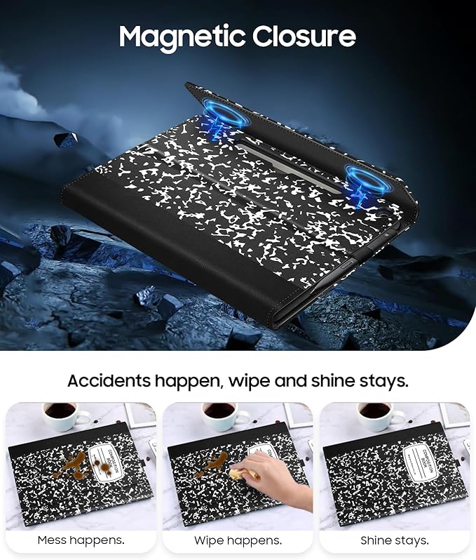 Fintie Protective Case for Microsoft Surface Pro 12 Inch (2025), Multi-Angle Viewing Portfolio Business TPU Back Cover with Pocket & Stylus Holder, Compatible with Type Cover Keyboard (Com-Book)