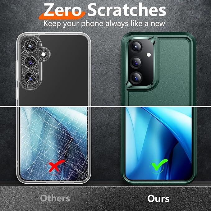 Red2Fire for Samsung Galaxy S25 Case, [Military Grade Drop Protection] Heavy Duty Full Body Shockproof Protection Non-Slip Phone Case for S25 Case 6.2 inch,Dark Green