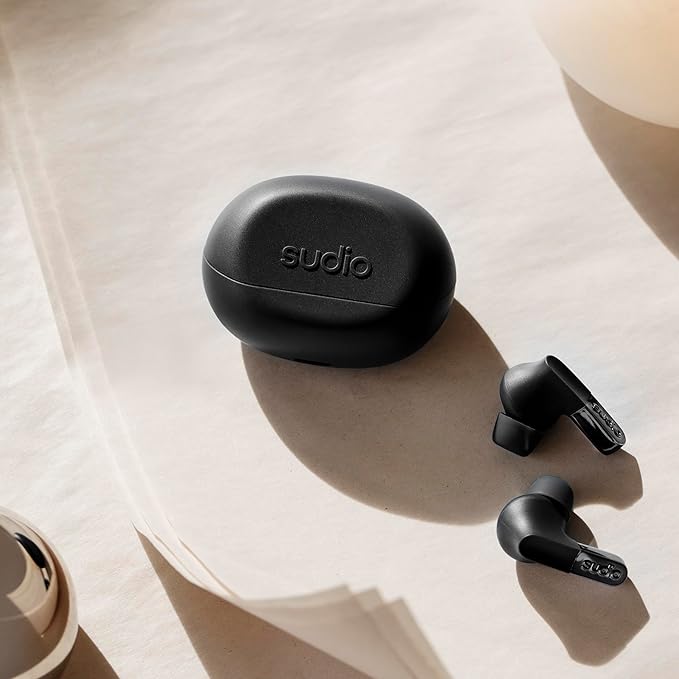 sudio N3 Pro Wireless Earbuds – Active Noise Cancelling (ANC), 30-Hour Playtime, Sweat & Splashproof, Eco-Friendly Design with Recycled Materials, Comfortable Fit, Premium Metallic Finish (Black)