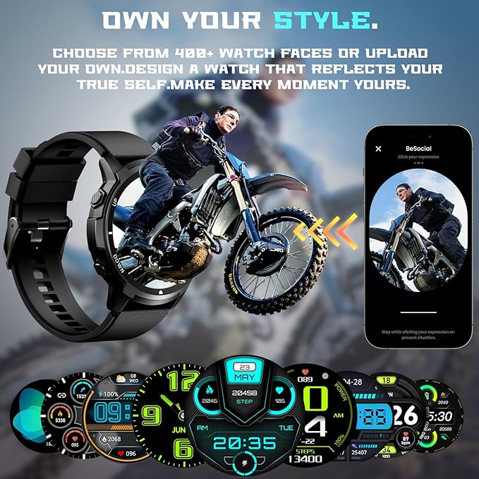 Smart Watch for Men- Bluetooth Call, IP68 Fitness Watch, 24/7 Sleep Monitor, Fitness Step Tracker Watch with 110 Sports Mode, Smartwatch for Android iOS (Black, 1.39)