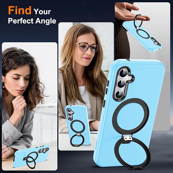 Designed for Samsung Galaxy S23 Plus Case with Magnetic Ring Stand [Compatible with Mag-Safe][Military Grade Drop Protection][Build in Kickstand] S23 Plus Phone Case 6.6",Blue