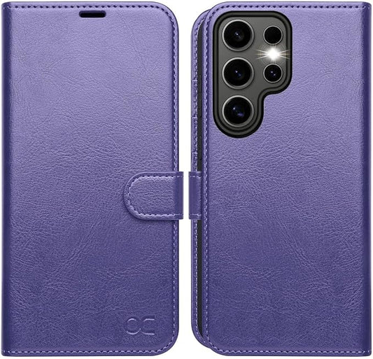 OCASE Compatible with Galaxy S25 Ultra Wallet Case, PU Leather Flip Folio Case with Card Holders RFID Blocking Kickstand [Shockproof TPU Inner Shell] Protective Phone Cover 2025, Purple
