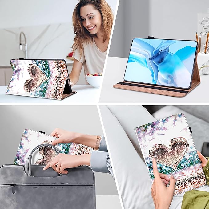 Case for Lenovo Yoga Tab Plus Tablet 12.7 Inch 2025, Multi-Angle Viewing Premium PU Leather Stand Case with Elastic Strap & Card Slots for Lenovo Yoga Tab Plus 12.7" Tablet- Diamond Peach