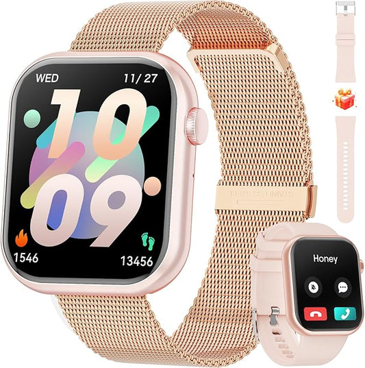 Hwagol Smart Watch (Answer/Make Call) 1.85inch Fitness Tracker, DIY Dials/Pedometer/Calories/Multiple Sport Modes/Voice Assistant, Smart Watches for Men Women Android iOS Phones