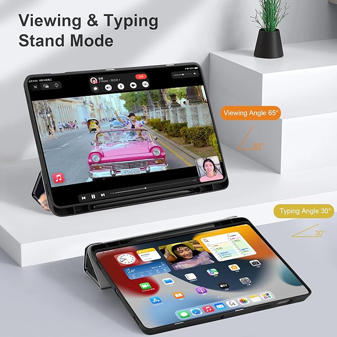 Case for Samsung Galaxy Tab S8 2022 & S7 2020, Shockproof Tablet Case for Samsung Tab S8/S7 11 inch with Auto Sleep/Wake & Trifold Stand & Soft TPU Back Cover, Water Flower