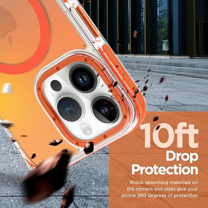 MOWIME Magnetic Case for iPhone 14 Pro [Compatible with Magsafe] [Cute Fashion Fluorescent Design] [1 Screen Protector] Slim Translucent Matte Case for iPhone 14 Pro 6.1" 2022, Orange