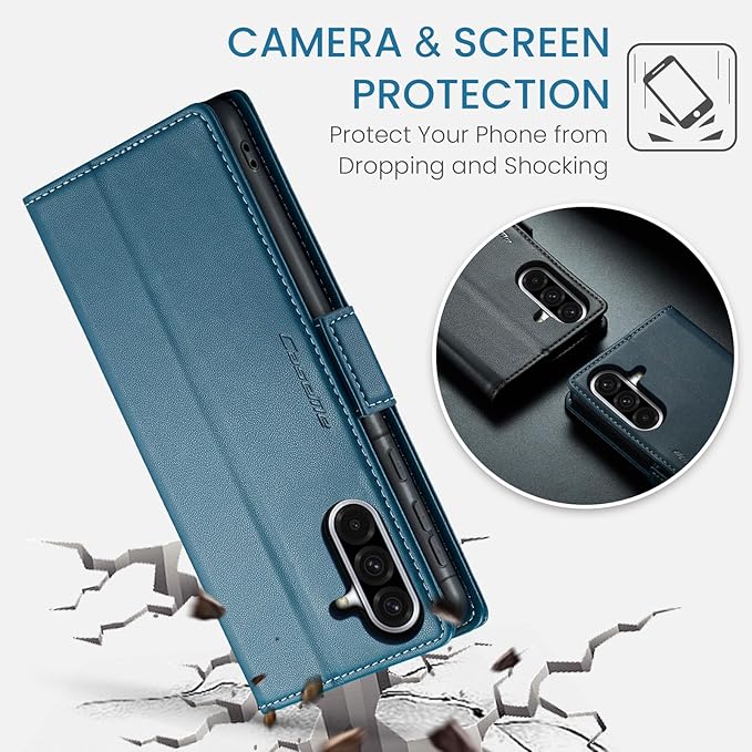 for Samsung Galaxy A56 5G Case, Premium PU Leather Wallet Case Flip Cover with [RFID Blocking][Card Holder][Stand Function] Shockproof Protective for Samsung Galaxy A56, Blue