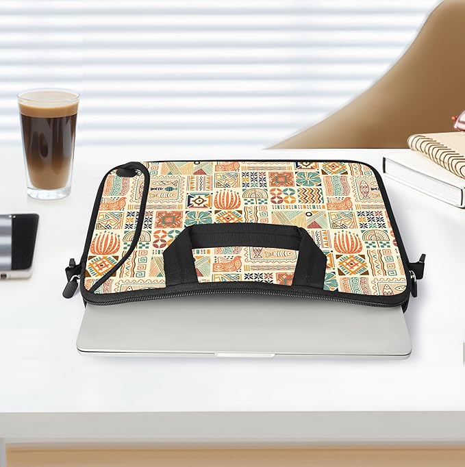 RICHEN 14 15 15.4 15.6 inch Laptop Shoulder Bag Messenger Bag Notebook Handle Sleeve Neoprene Carrying Case with Accessories Pocket (14-15.6 inch, Geometric Drawing)