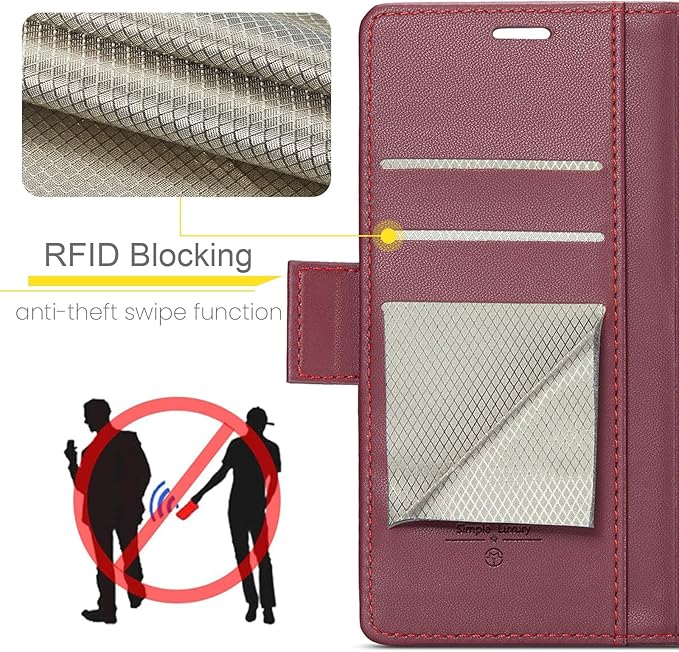 for Samsung Galaxy A26 5G Case, Premium PU Leather Wallet Case Flip Cover with [RFID Blocking][Card Holder][Stand Function] Shockproof Protective for Samsung Galaxy A26, Red