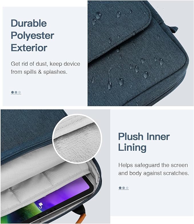 MoKo 9-11 Inch Tablet Sleeve Bag Handle Carrying Case with Shoulder Strap Fits 11inch iPad Air M3, iPad A16 2025, Pro 11 inch, iPad 10/9/8/7th Gen, Tab S8/S9 11", Indigo