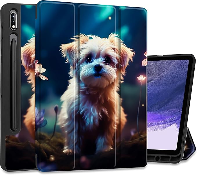 Case for Samsung Galaxy Tab S8 2022 & S7 2020, Shockproof Tablet Case for Samsung Tab S8/S7 11 inch with Auto Sleep/Wake & Trifold Stand & Soft TPU Back Cover, Fantasy Puppy