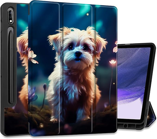 Case for Samsung Galaxy Tab S8 2022 & S7 2020, Shockproof Tablet Case for Samsung Tab S8/S7 11 inch with Auto Sleep/Wake & Trifold Stand & Soft TPU Back Cover, Fantasy Puppy