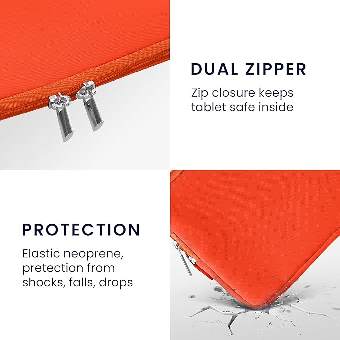 kwmobile Neoprene Pouch Compatible with 8"-8,4" Tablet - Universal Sleeve Case Cover with Zipper for Tablet - Orange