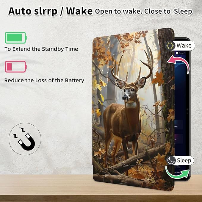 Case for Samsung Galaxy Tab S10 Ultra/Tab S9 Ultra 14.6-Inch, 360 Degree Rotating Folio Stand Smart Cover for Galaxy Tab S10 Ultra/ S9 Ultra 14.6'', Auto Sleep/Wake, Forest Deer