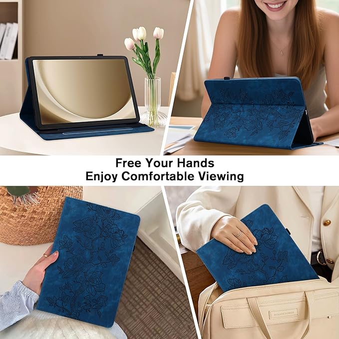 Case for Samsug Galaxy Tab A 10.1 inch 2016 （No S Pen Version） SM-T580 T585 T587, Slim PU Leather Folio Cover with Multi-Angle Stand and Pen Holder, Blue