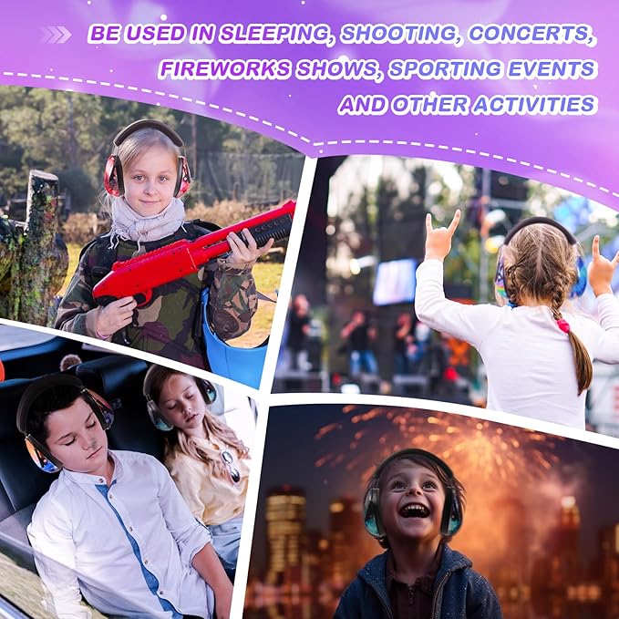 Amylove 6 Pcs Kids Noise Cancelling Headphones 27db Adjustable Earmuffs for Autism Sensory Toddler Children(Starry Color)