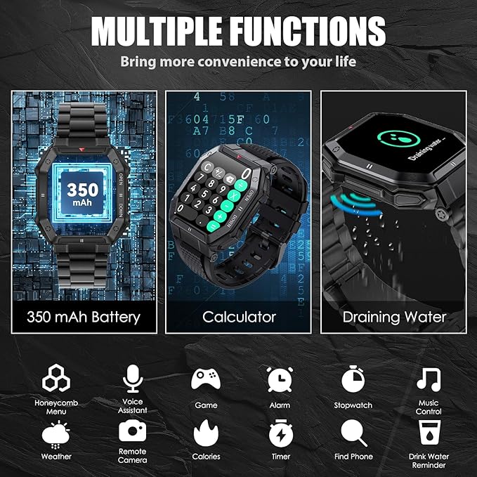 Military Smart Watches for Men (Answer/Make Call) with 1.85" HD Touchscreen, Fitness Tracker with Multiple Sport Modes, Tactical Smartwatch with Whole-Day Heart Rate/Sleep Monitor