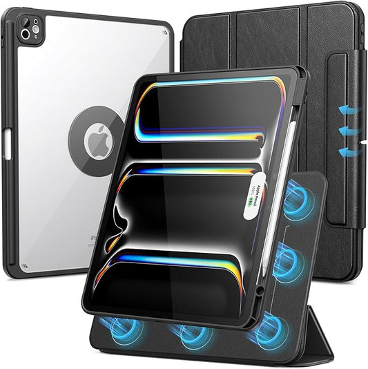 SPARIN Case for iPad Pro 13 inch 2024-M4 with Pencil Holder, Detachable Magnetic Hybrid Protective Case, Portrait/Landscape Stand, Durable Protection, Auto Wake/Sleep -Black