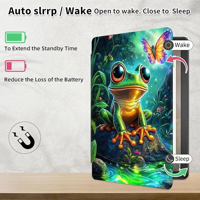Case for Samsung Galaxy Tab A9+/A9 Plus 11 Inch 2023 Tablet Case, 360 Degree Rotating Folio Stand Smart Cover for Galaxy Tab A9+ Tablet SM-X210/X216/X218, Auto Sleep/Wake, Cute Cartoon Frog