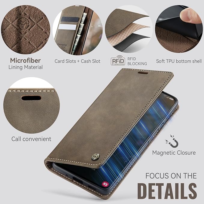 Wallet Case for Samsung Galaxy S21 Plus Leather Wallet Flip Cover with Card Holder, Kickstand, Magnetic Closure, RFID Blocking TPU Shockproof Phone Case Compatible with S21 Plus, Coffee