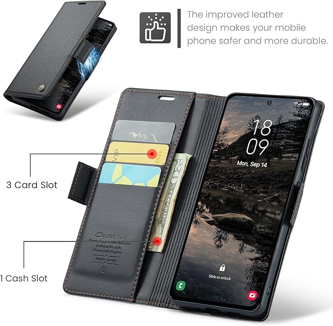 for Samsung Galaxy S25 Plus Case, Premium PU Leather Wallet Case Flip Cover with [RFID Blocking][Card Holder][Stand Function] Shockproof Protective for Samsung Galaxy S25 Plus, Black