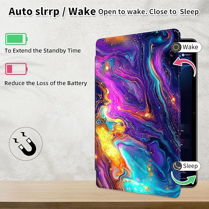 Case for Samsung Galaxy Tab A9 8.7 Inch 2023 Tablet Case, 360 Degree Rotating Folio Stand Smart Cover for Samsung Galaxy Tab A9 Tablet, Auto Sleep/Wake, Colorful Marble