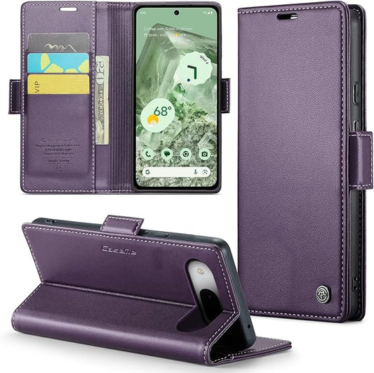 for Google Pixel 8A Case, Premium PU Leather Wallet Case Flip Cover with [RFID Blocking][Card Holder][Stand Function] Shockproof Protective for Google 8A, Purple
