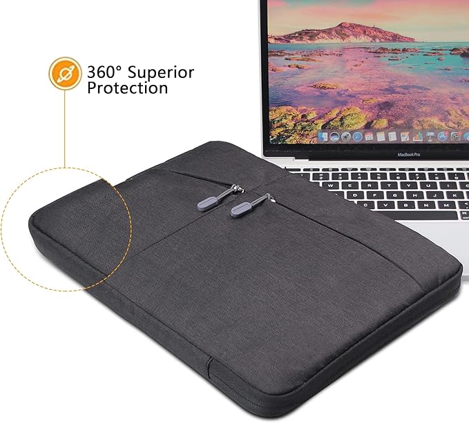 Megoo 10inch Laptop Sleeve Case for Microsoft Surface Go 4/3/2 10.5", Samsung Galaxy Tab A9+/A8/S9 11"/S9 FE 10.9", iPad Pro 11"/Air 10.9",Carry Case with Handle for 9"-11" Chromebook Tablet(Black)