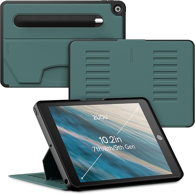ZUGU CASE for 10.2 Inch iPad 7th / 8th / 9th Generation Case (2021/2020/2019), Protective, Thin, Sleek Design, Magnetic Stand, Sleep/Wake Cover, Magnetic Cover, Pine