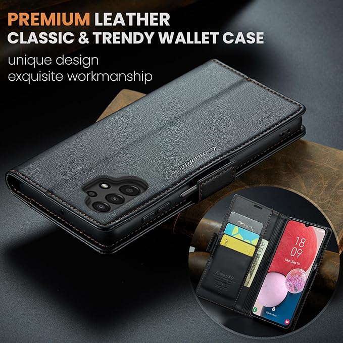 for Samsung Galaxy A13 4G/5G Case, Premium PU Leather Wallet Case Flip Cover with [RFID Blocking][Card Holder][Stand Function] Shockproof Protective for Samsung Galaxy A13, Black